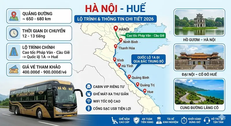 Top Nhà Xe Hà Nội Huế Uy Tín, Giá Rẻ & Chất Lượng Nhất 2026